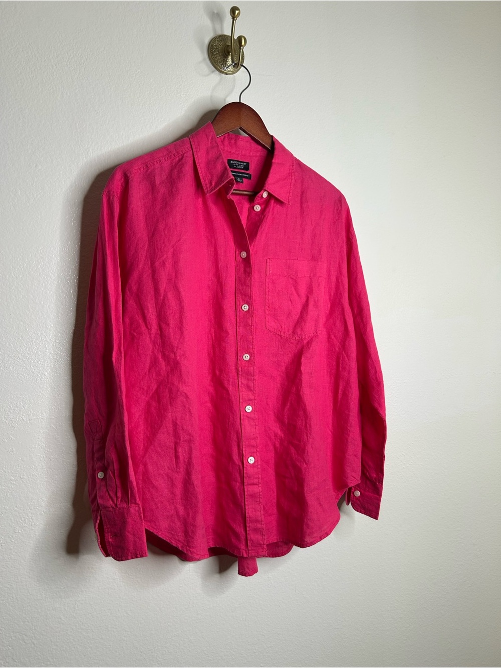 J. Crew x Baird McNutt 100% Irish Linen Étienne Oversized Button Down Shirt Pink